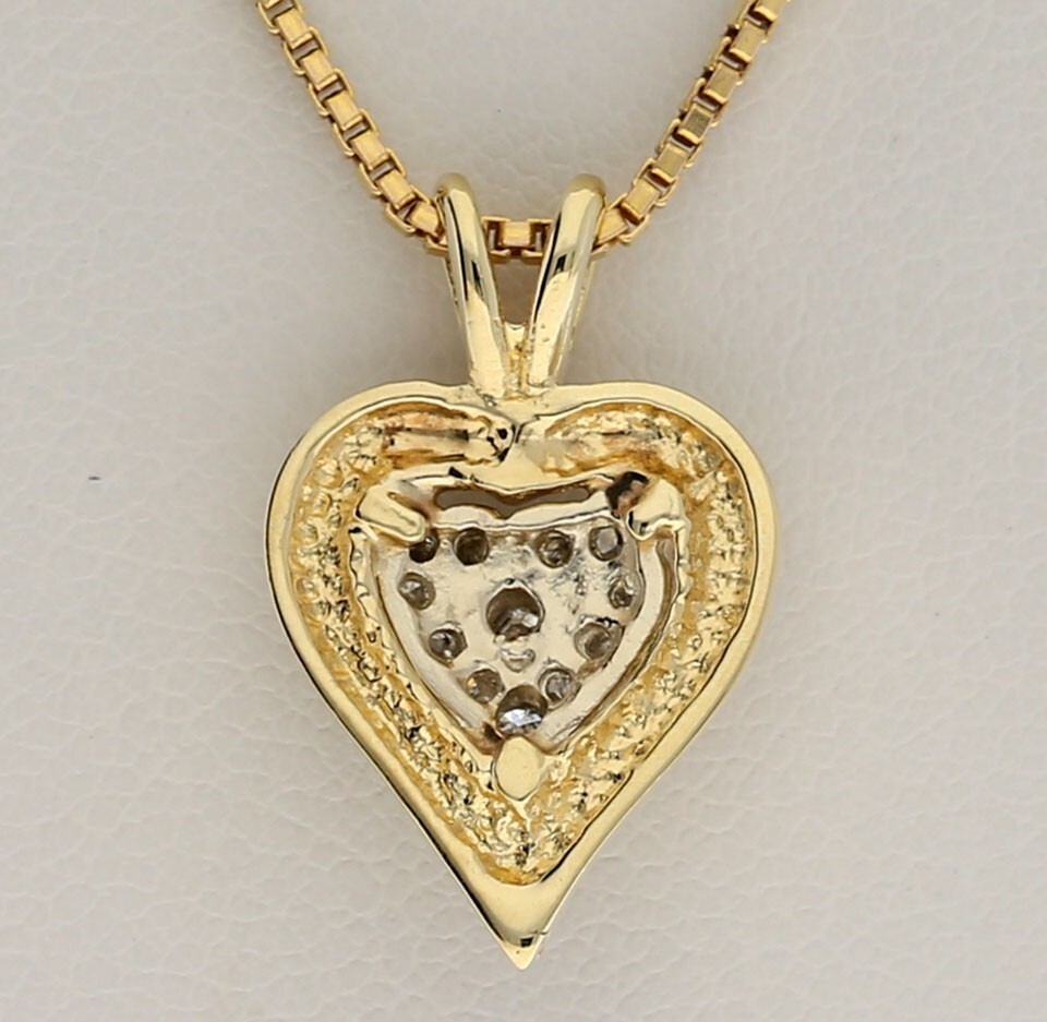 Diamond Heart Pendant Necklace .15CT 14K YG 18” Chain