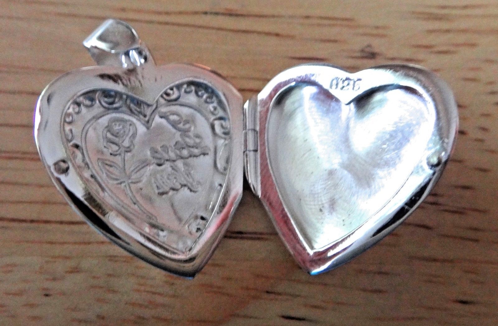 Sterling Silver Movable 17mm Plain Heart 2 photo pictures Locket Charm