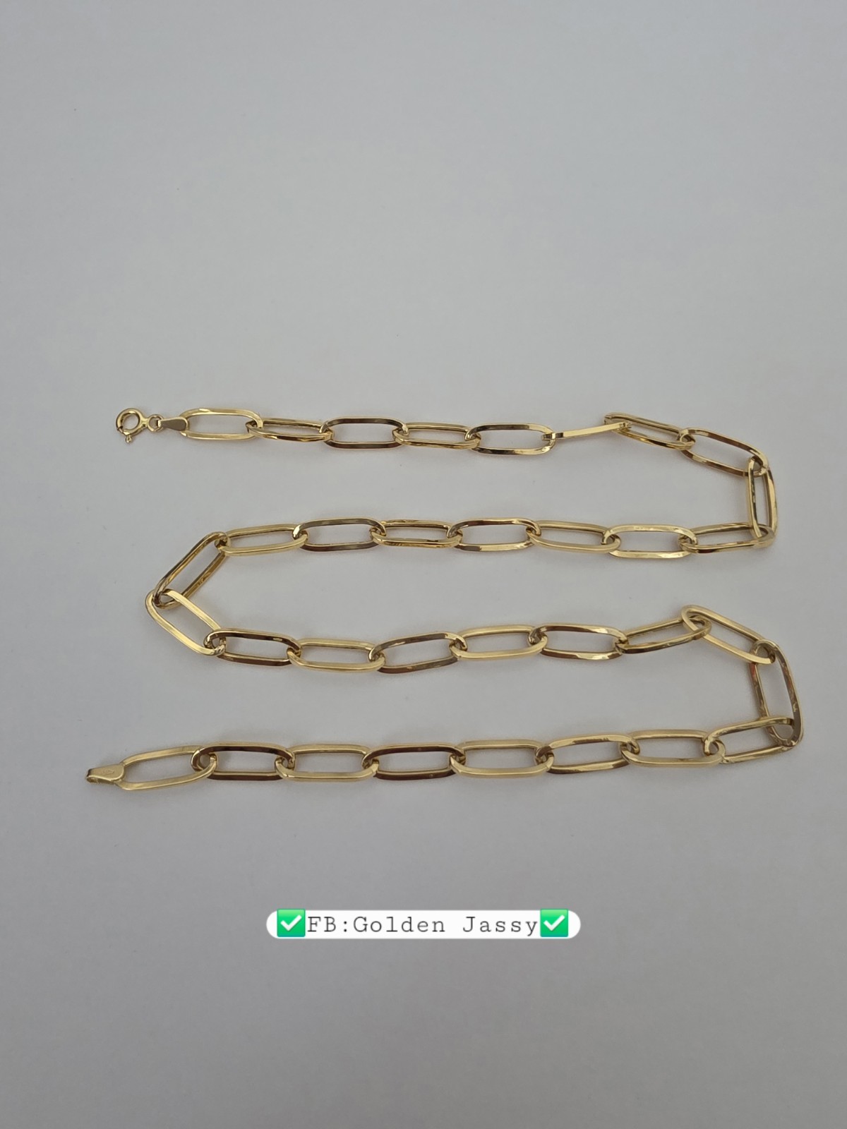 18K Real Gold PaperClip Chain 17.5″