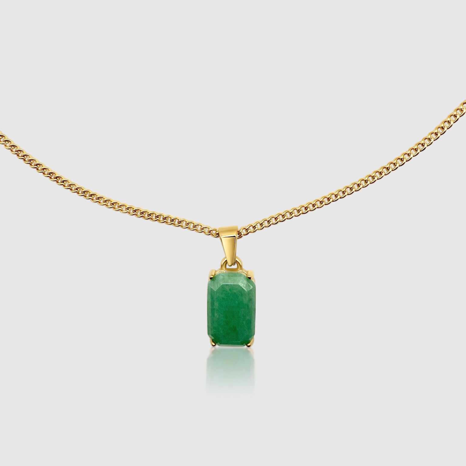 18K Gold Jade Stone Healing Crystal Pendant/Necklace Chain Gemstone Amulet 20”