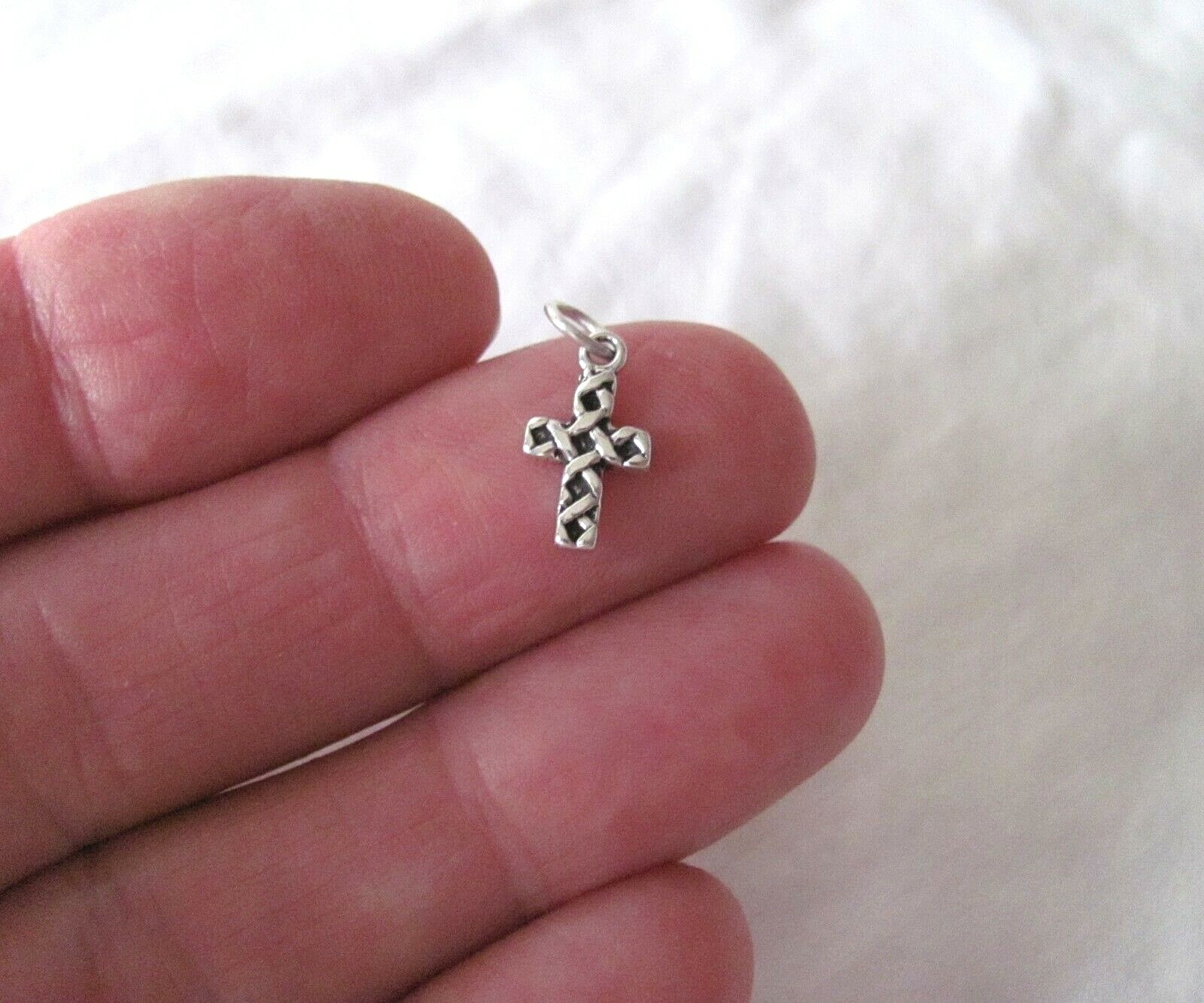 Very small Sterling Silver Celtic Cross mini tiny charm.