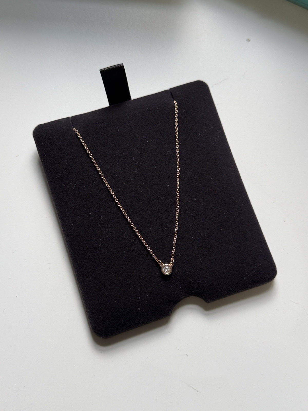 Tiffany and Co Elsa Peretti Rose Gold Single Diamond Necklace