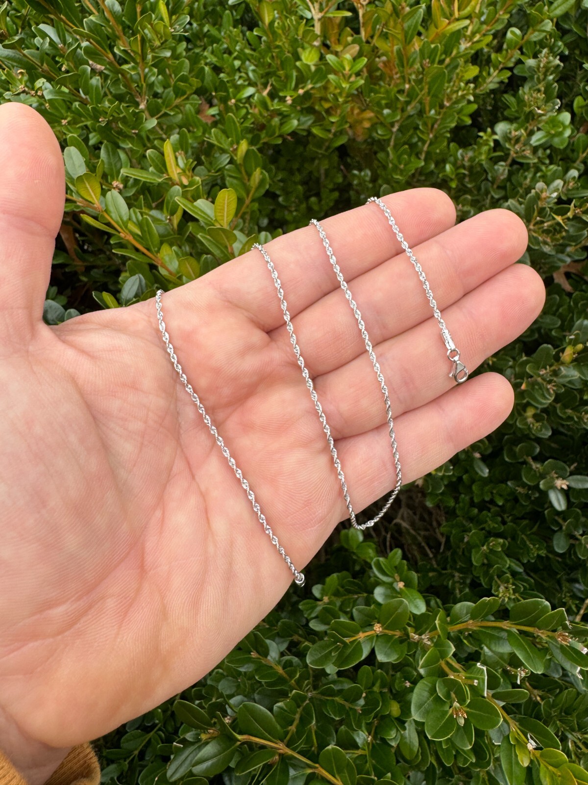 Solid 14k White Gold Men’s Women’s Real Rope Chain Necklace 1.5mm-4mm