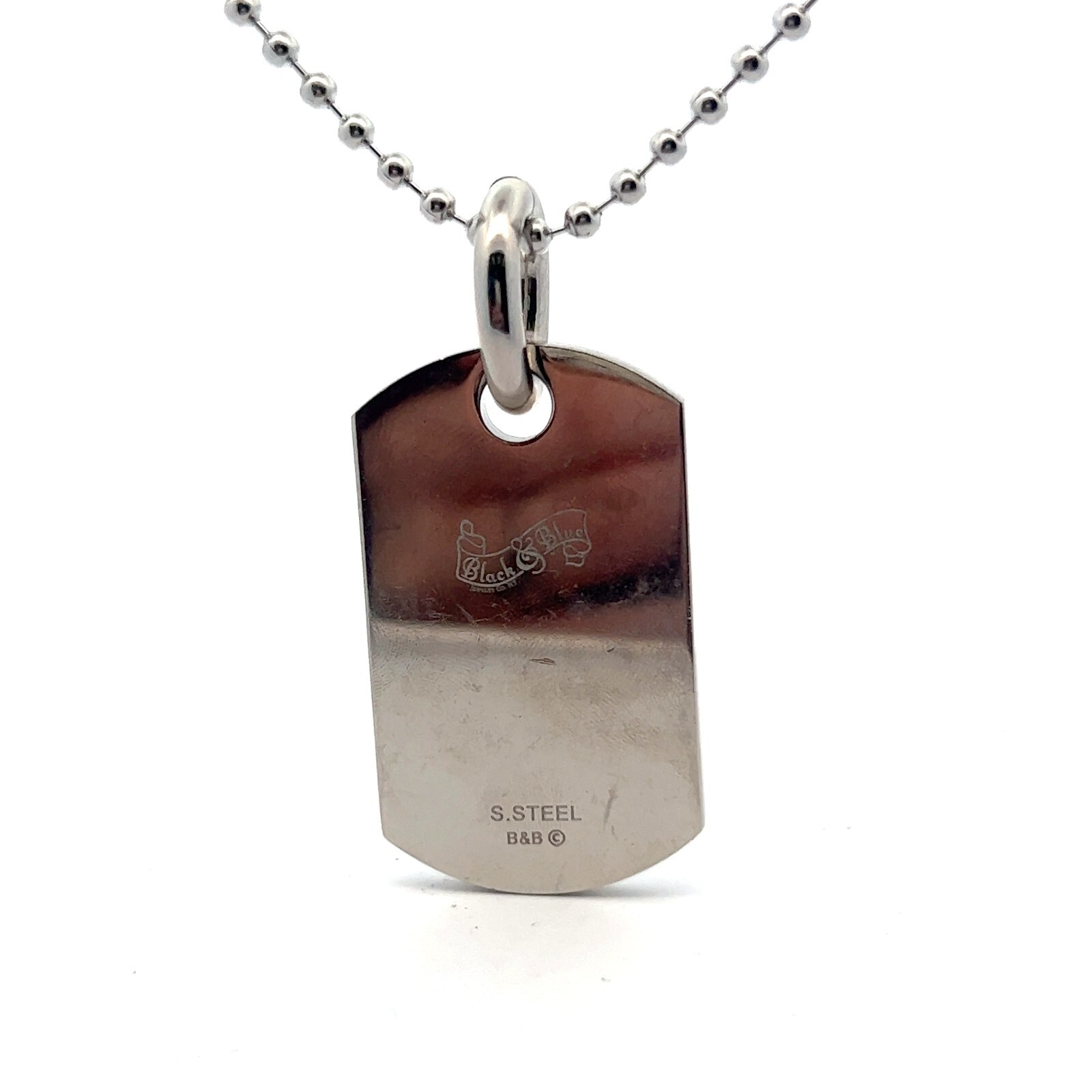 Black & Blue Jewelry Co. Men’s Stainless .11ctw Genuine Diamond Dog Tag Necklace