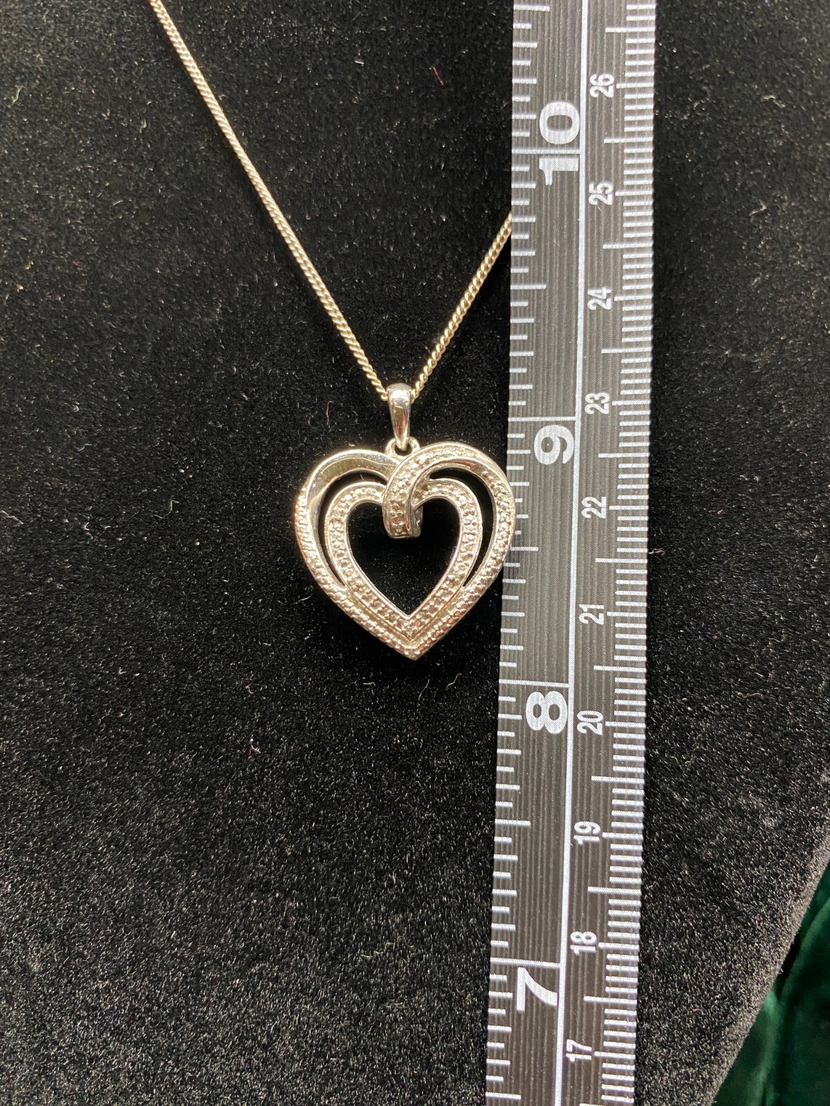 Sterling 925 CZ Heart within a Heart 1 X 0.75 in Pendant, Charm