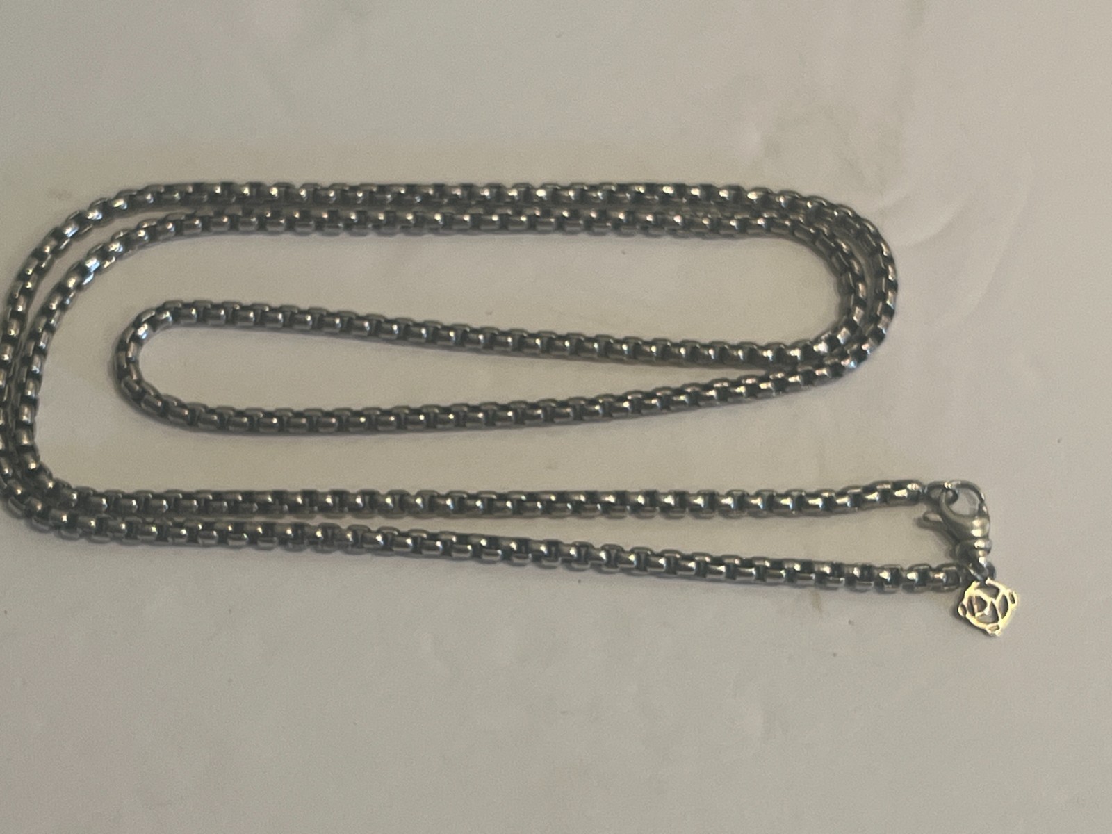 David Yurman Sterling Silver & 14k Box Chain Necklace 47G / 32n / 3.1mm