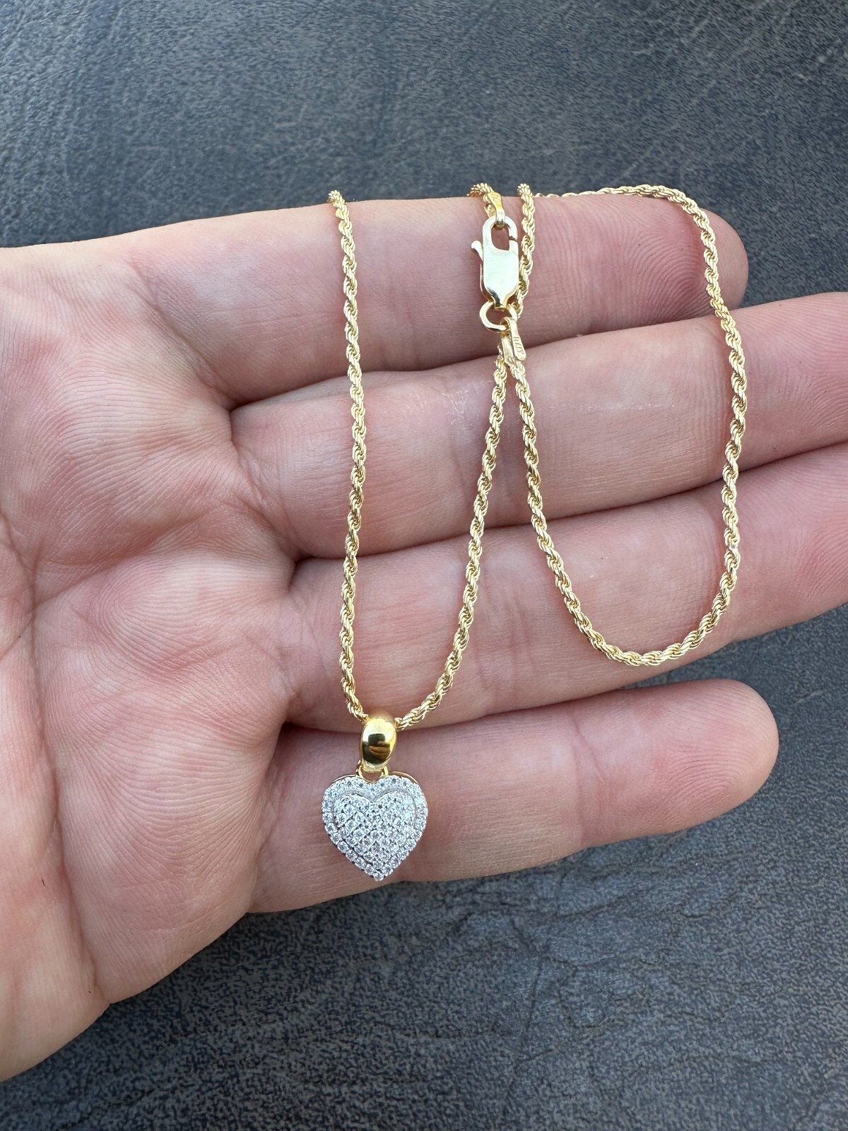 MOISSANITE 925 Silver 14K Gold Iced Small Ladies Heart Shaped Love Pendant Charm