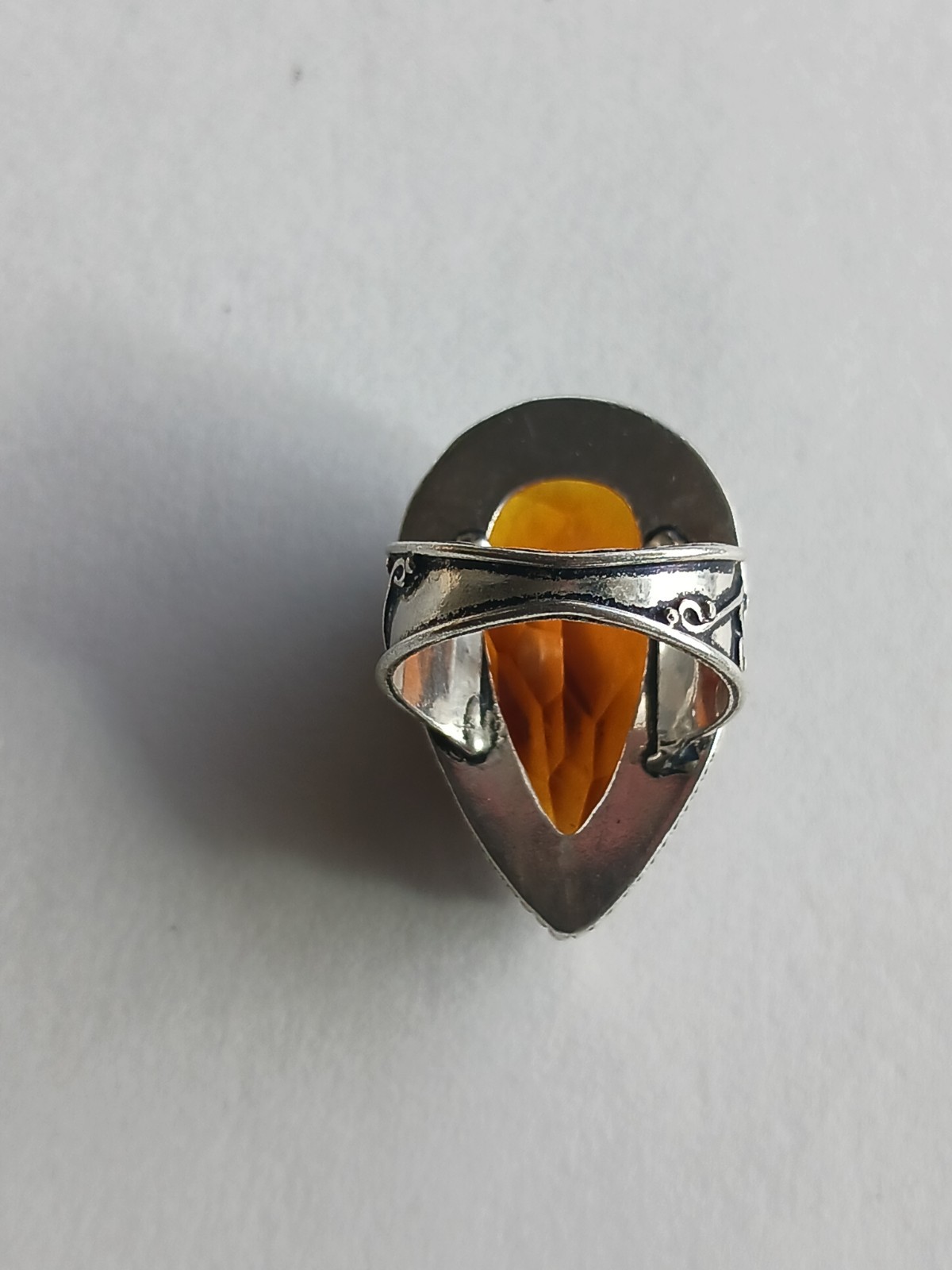 womens sterling silver .925 Citrine gemstone ring Artisan sz. 7.5