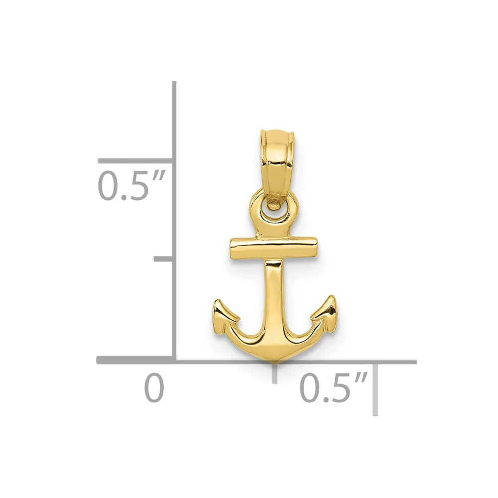 10K / 14K Yellow Gold Mini Anchor Pendant