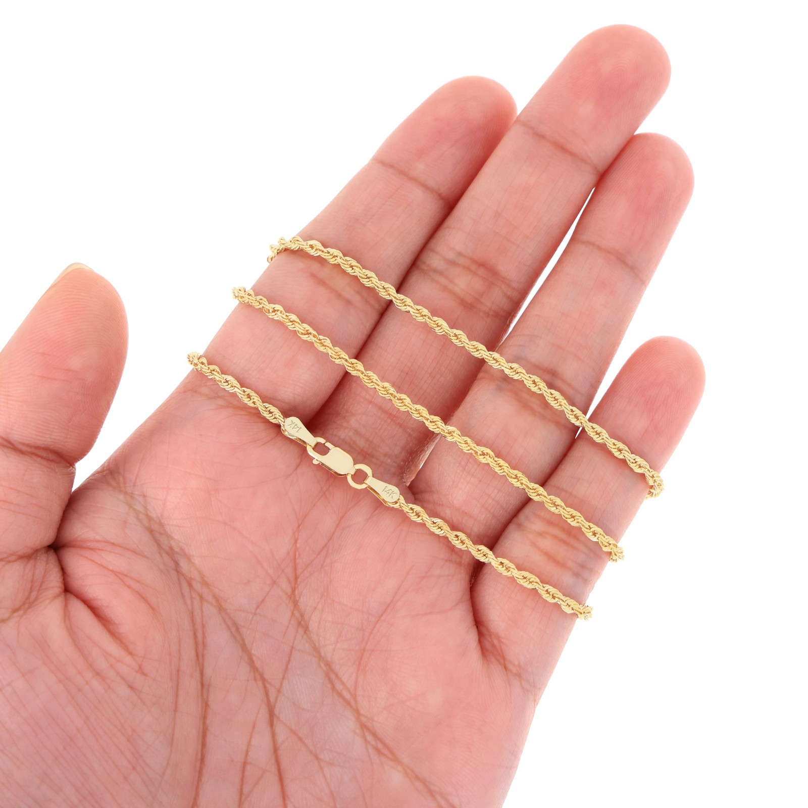 14K Yellow Gold Diamond Cut Rope 2mm-10mm Chain Link Bracelet 7″ 7.5″ 8″ 8.5″ 9″