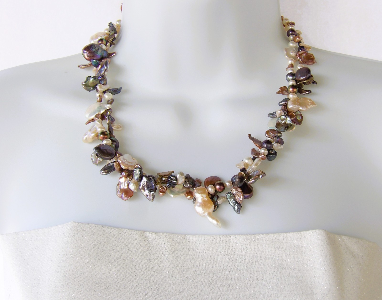 19.5 inches long Multicolor Mix shapes Genuine Freshwater Pearl Necklace NK957
