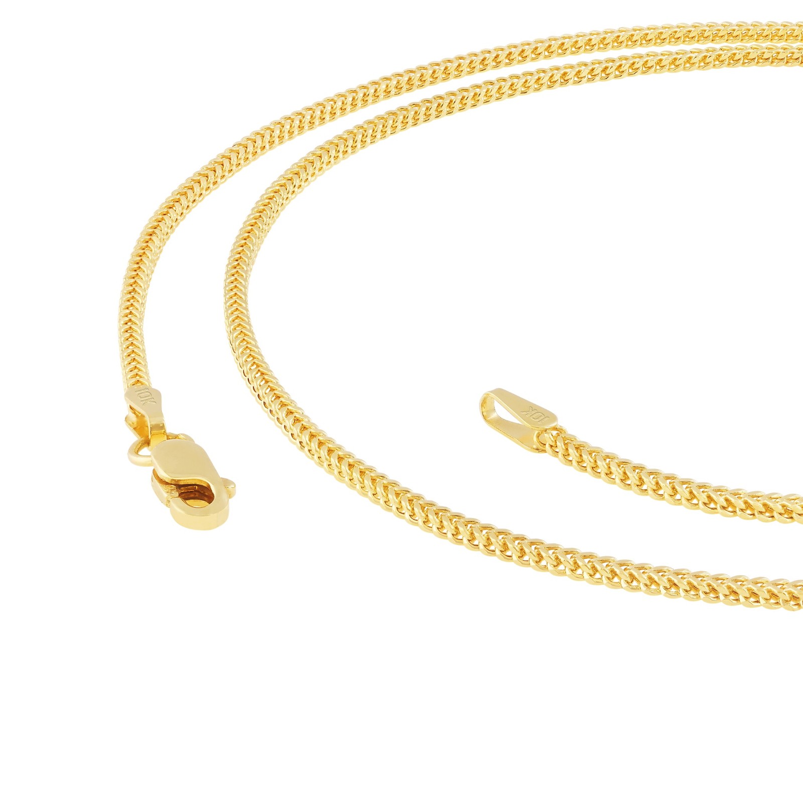 10K Yellow Gold Womens 1.5mm Foxtail Wheat Box Franco Pendant Necklace Chain 18″
