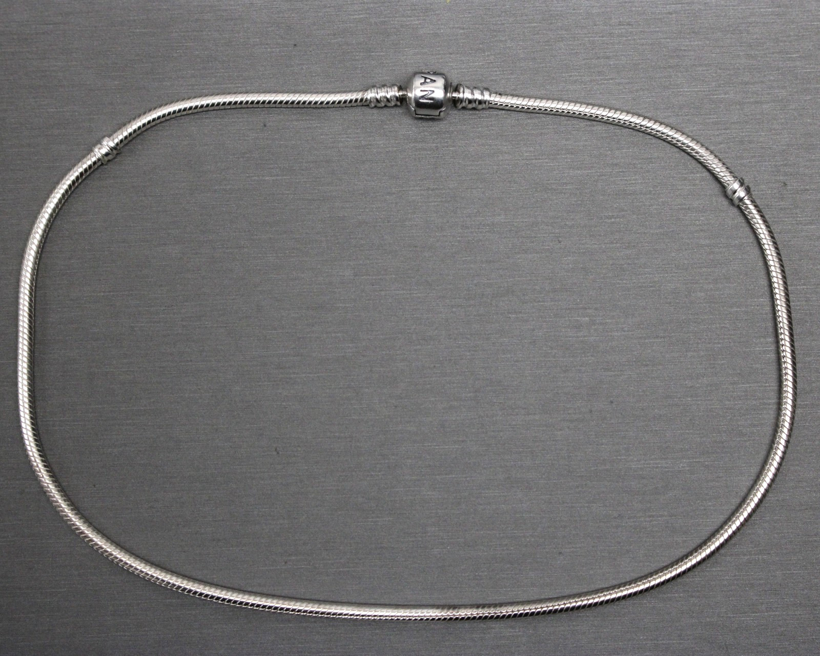 Pandora ALE 925 Sterling Silver Barrel Clasp Charm Necklace ~ 15.75″ 590703HV
