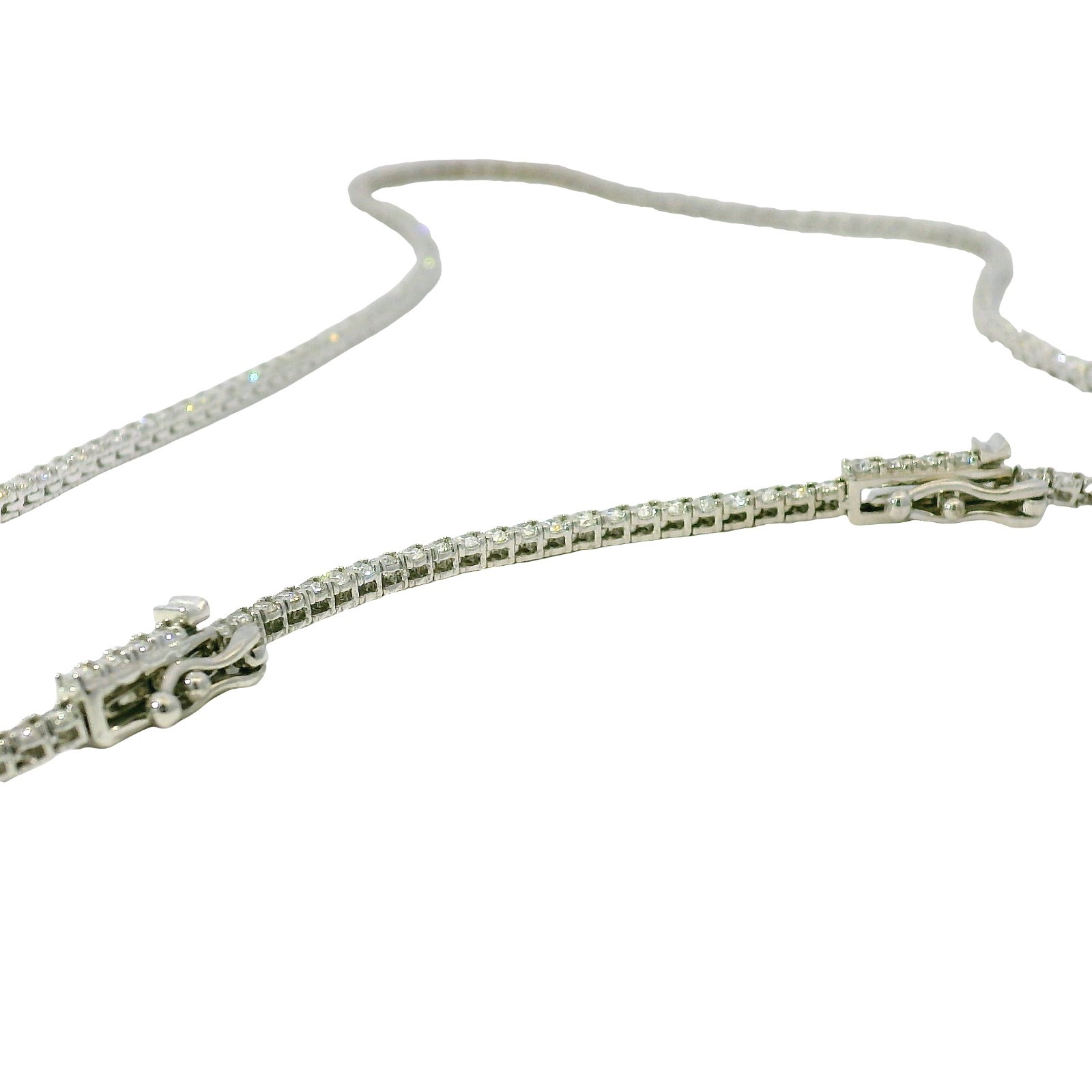 14k White Gold Natural 3.50 Carat Diamond Adjustable Tennis Necklace