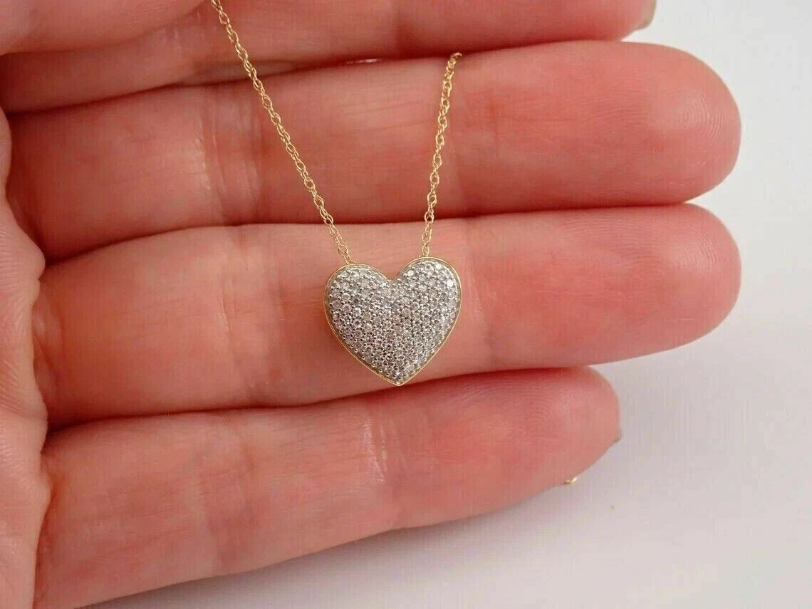 2.50Ct Round Cut Lab-Created Diamond Cluster Heart Pendant 14k Yellow Gold Over