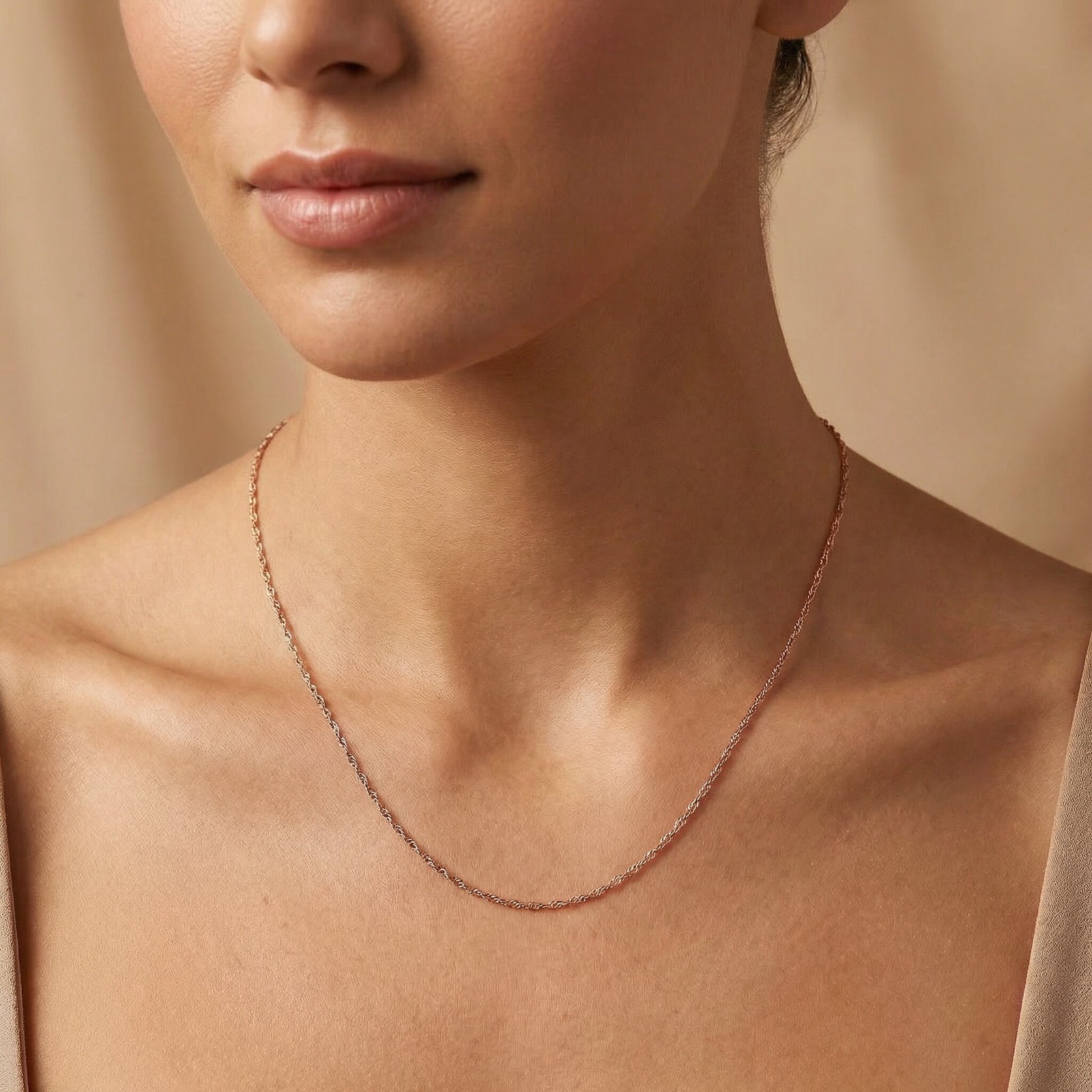 Solid 1.1MM 14k Rose Gold 18″ Durable Chain With Spring Ring