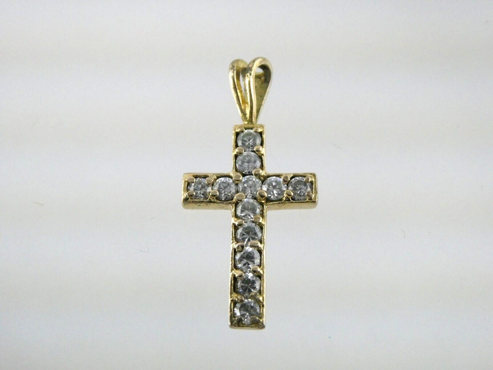 Ross Simons Gold Gilt Sterling Silver and White Crystal Cross Pendant 2.3 Grams