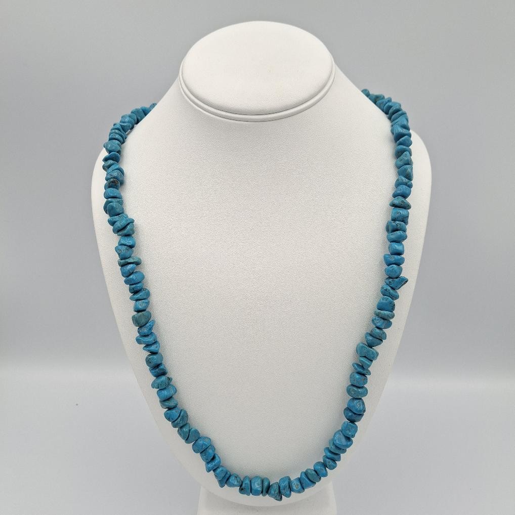 Carolyn Pollack 925 Sterling Silver Beaded Turquoise Nugget 30″ Long Necklace