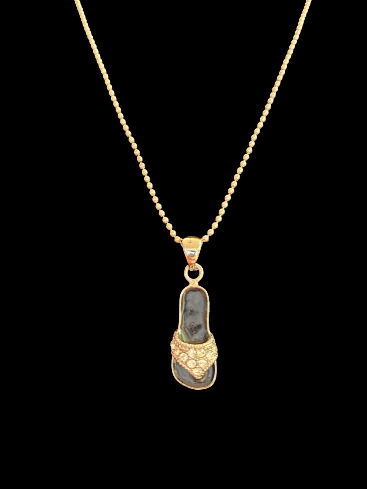 Flip Flop Pendant On Sterling Silver 925 Chain Necklace