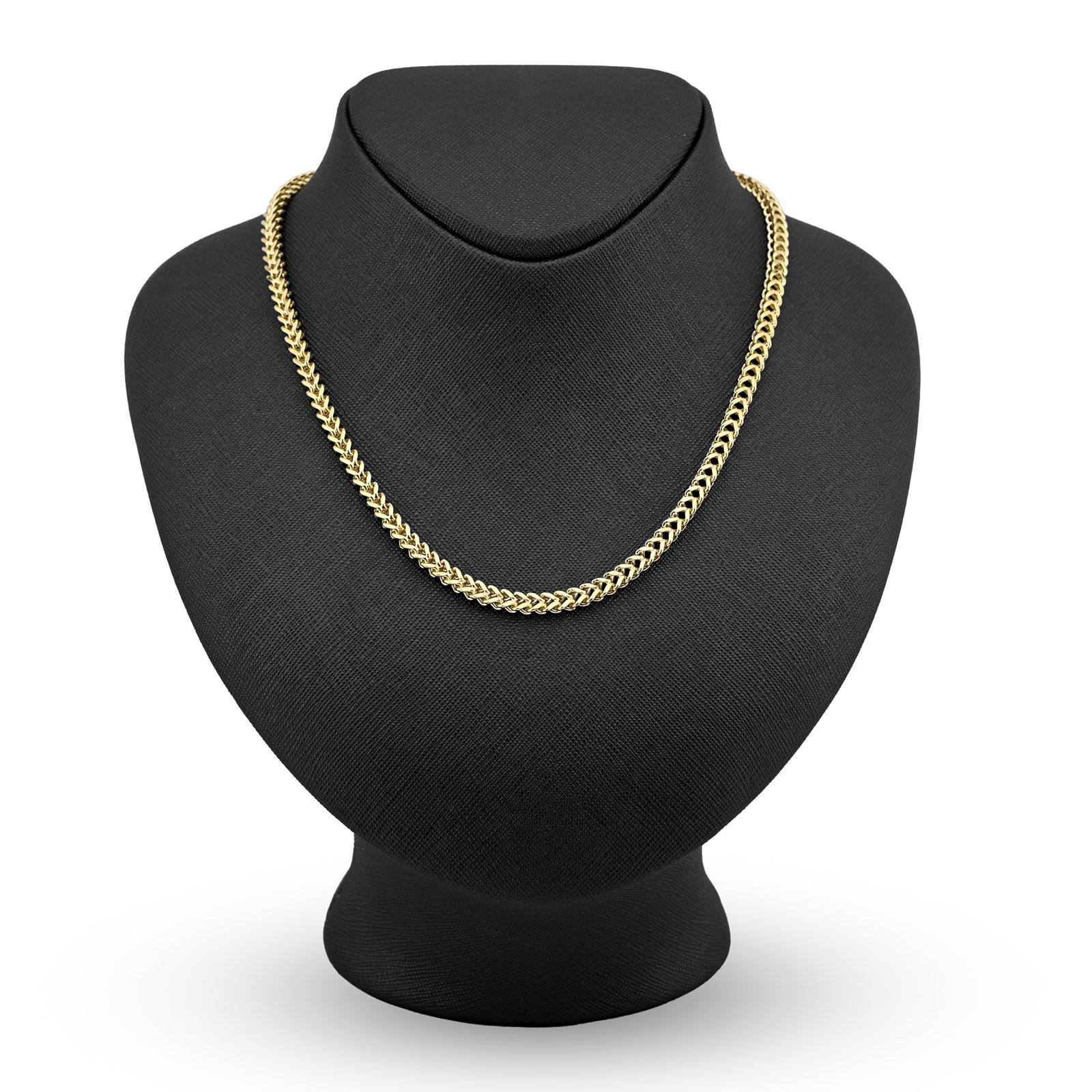 4MM Franco Chain Real 1/10th 10k Yellow Gold Bonded 925 Silver 18 Inch Neckalce