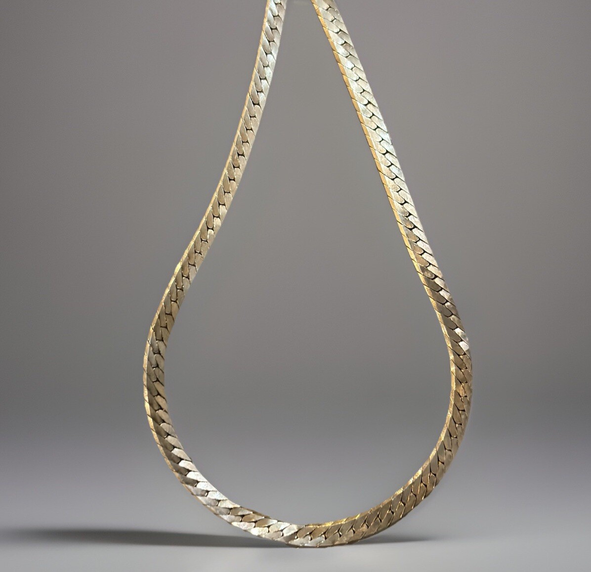 30″ Long 925 Sterling Silver Herringbone Chain Necklace Italy 22 grams #24