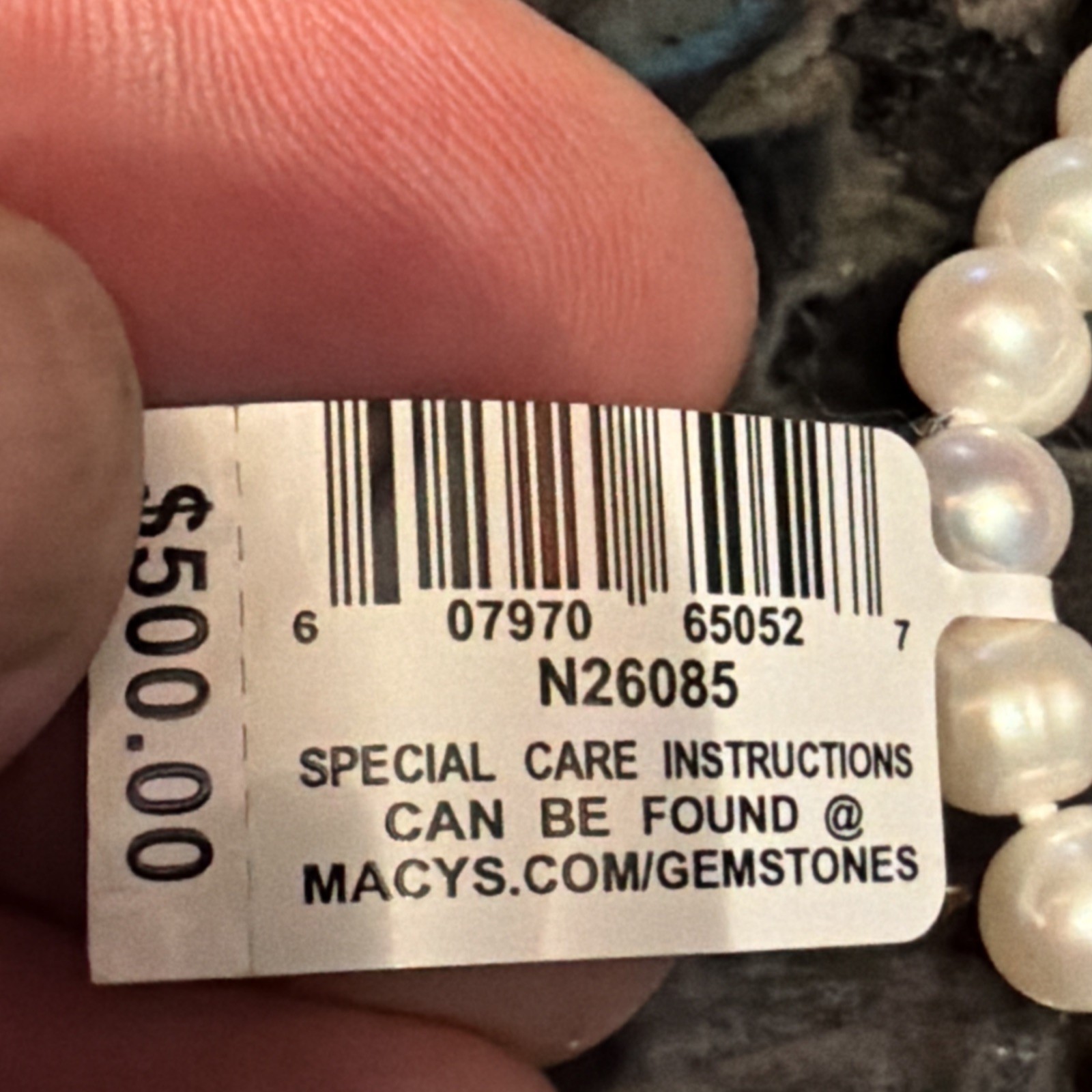 100” Freshwater White Pearl Necklace Endless Strand Genuine 7mm Orig. NWT $500