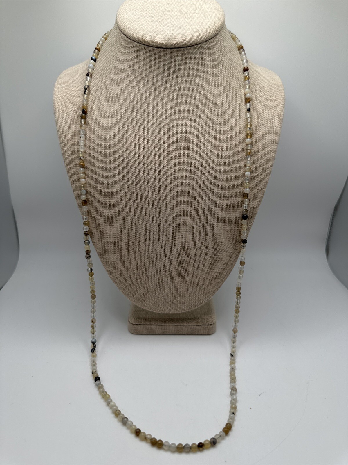 Mine Finds By Jay King Long 36” 4.4mm Natural Agate Sterling Silver Necklace