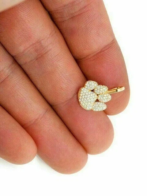 1.50Ct Round Cut Moissanite 14K Yellow Gold Plated Dog Paw Women’s Pendant
