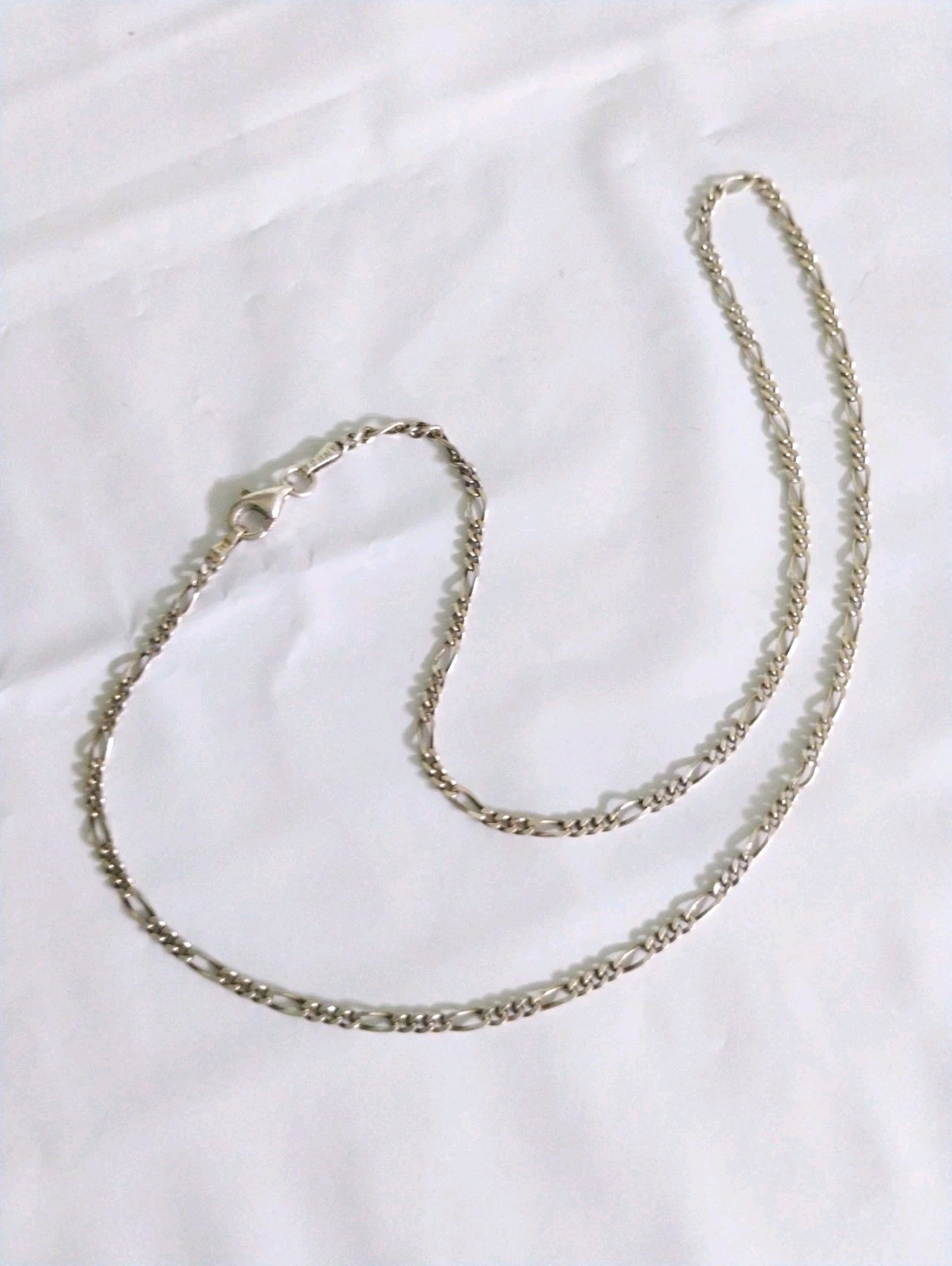925 Italy Sterling Silver Figaro Link Chain 16 ” Chain width 2 mm