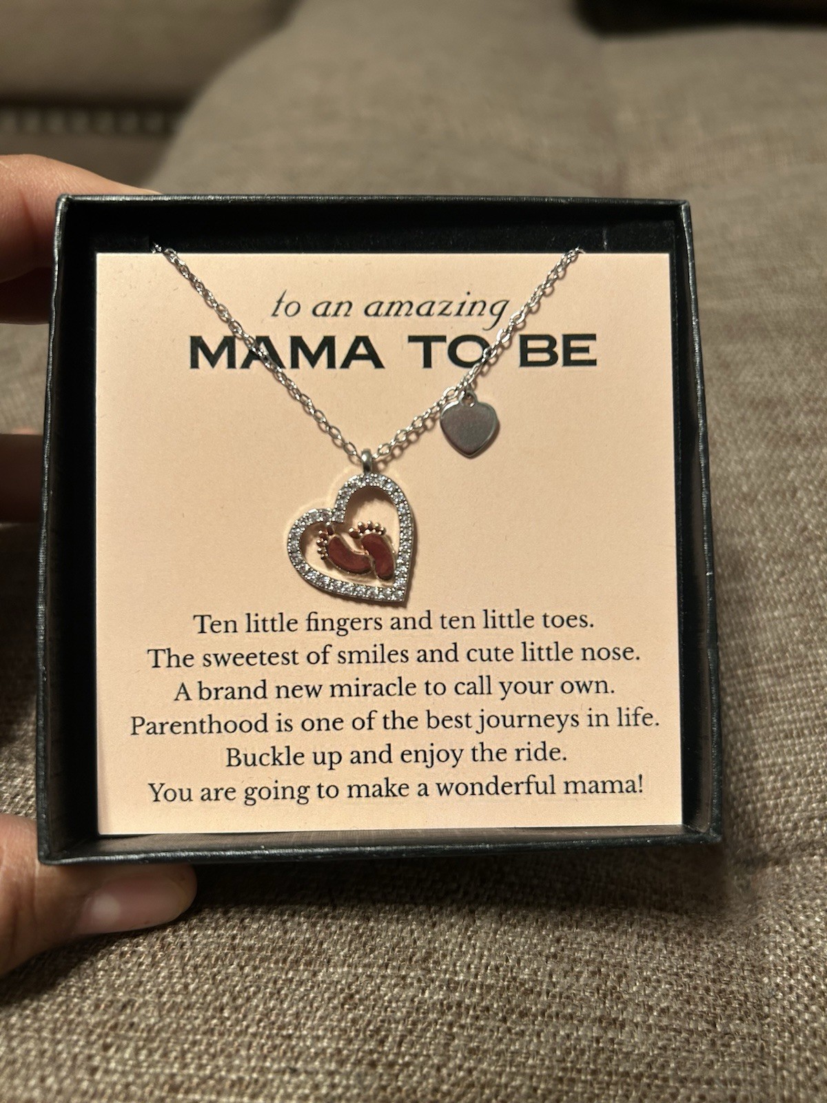 New in Box Footnotes Sterling Silver Super Mom Heart Pendant Necklace 2 Tone