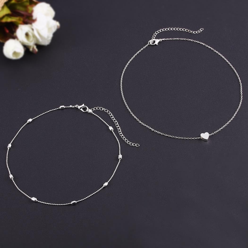 Heart Layered Necklace Chain Ball Satellite Choker Necklaces Charm Stacking Jewe