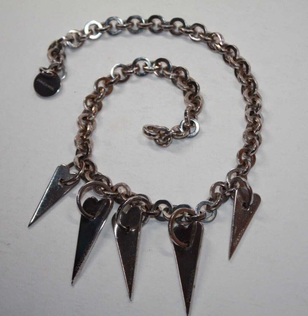 HTF! Pianegonda Sterling Silver “Love Sick” 5 Heart Chain Link Necklace [044GRA]