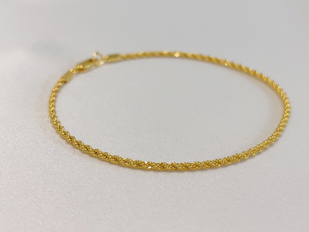 14K Yellow Gold Diamond Cut Rope 2mm-10mm Chain Link Bracelet 7″ 7.5″ 8″ 8.5″ 9″