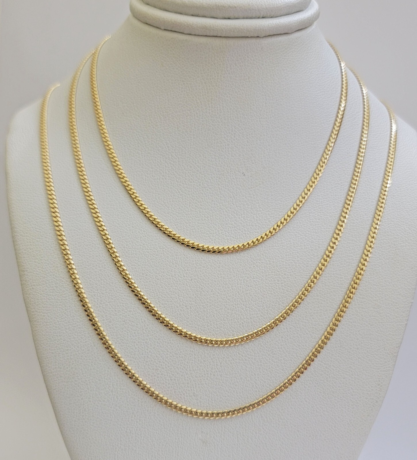 Solid 18k Yellow Gold Necklace Chain Miami Cuban Link 2mm 18″-24 Inch Real 18kt