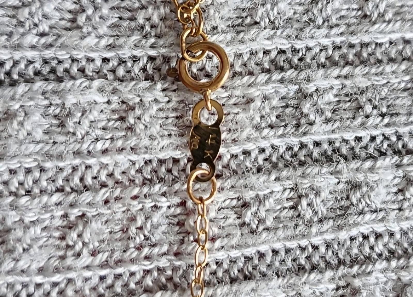 14k Multi Tone Yellow Gold and White Gold Fashion Necklace