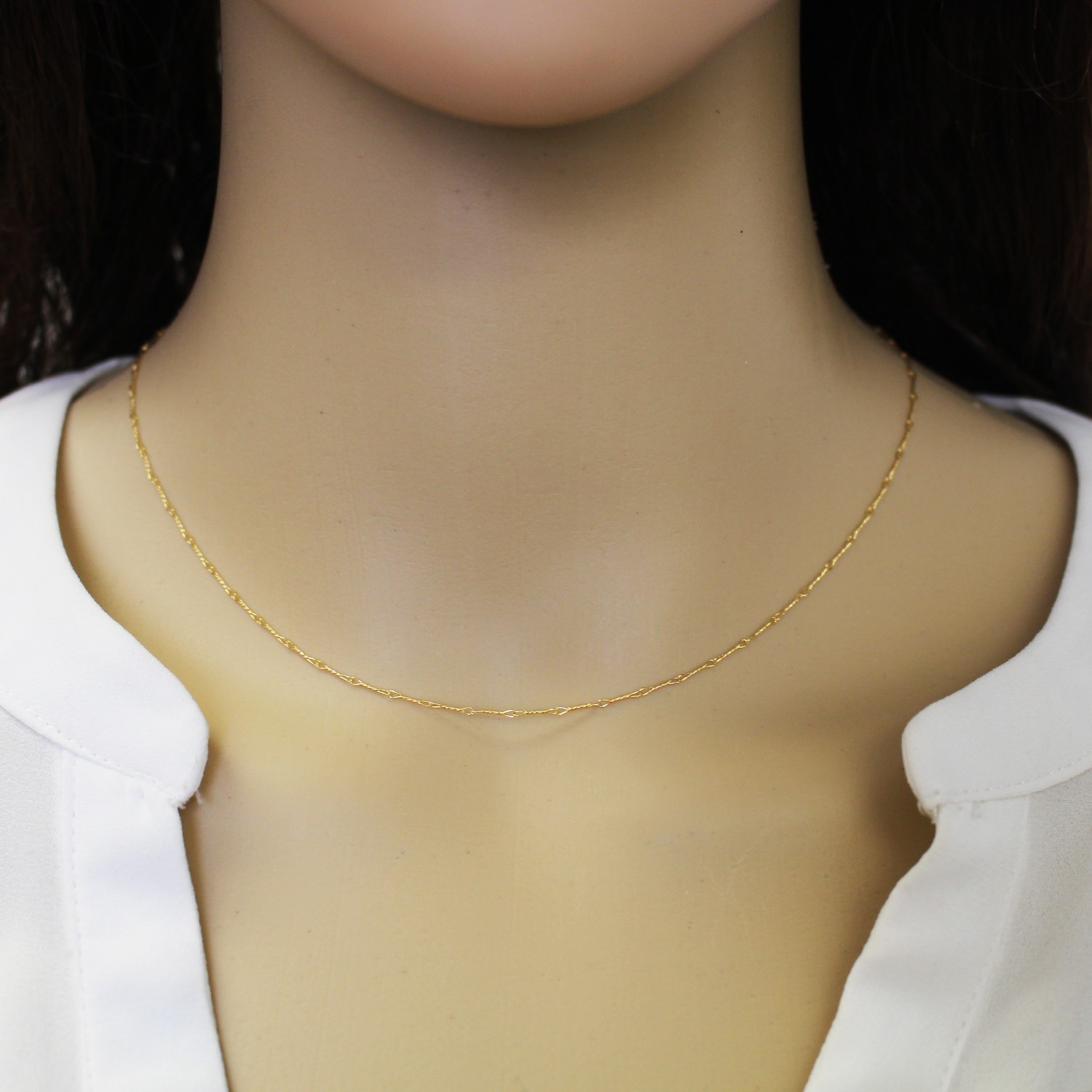 22K Gold plated over Sterling Silver Necklace 6.7mm Fancy Twisted Link (16″-36″)