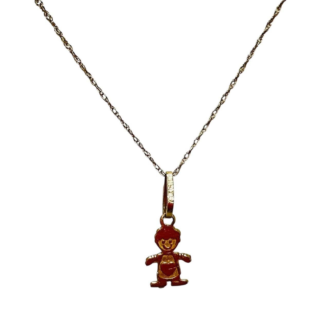 10k Gold Baby Boy Pendant Necklace Dainty Petite Chain New Mother Gift 0.7g