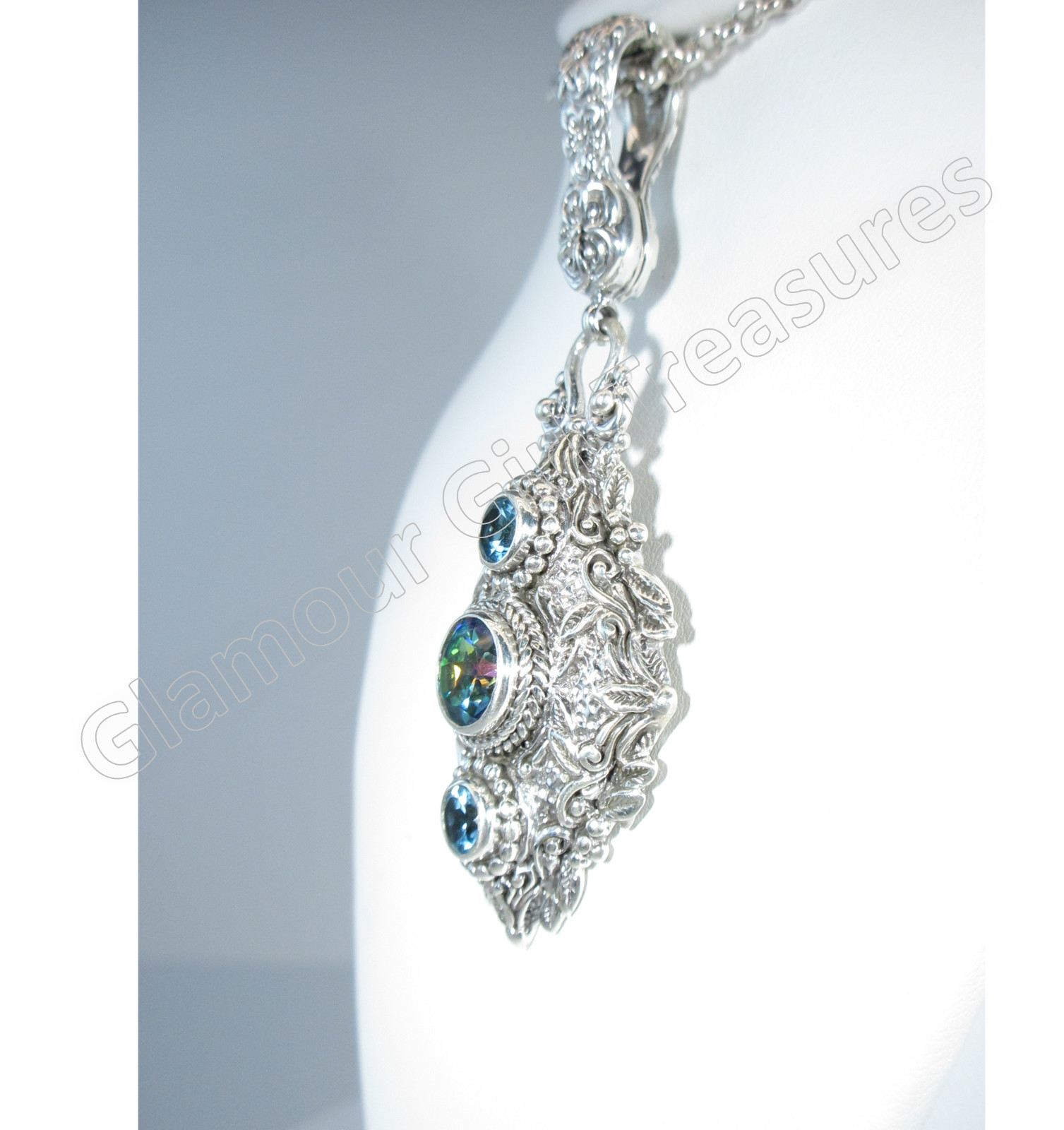 Sarda Sterling Silver & Unicorn Dreams Mystic Topaz & Swiss Blue Topaz Pendant