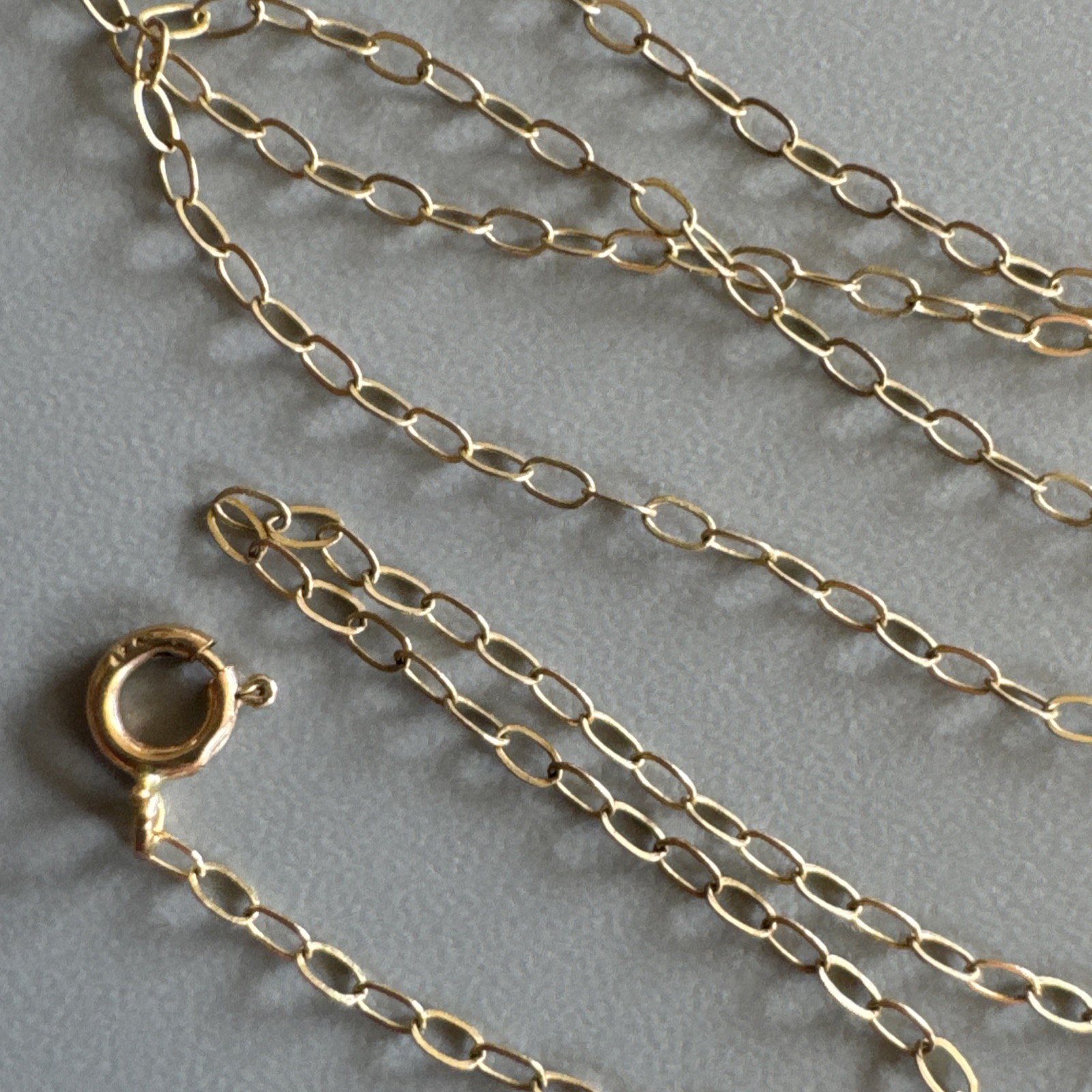 9ct Yellow Gold 375 Fine 1.3mm Oval Link Cable Chain Necklace 16” XRF Tested