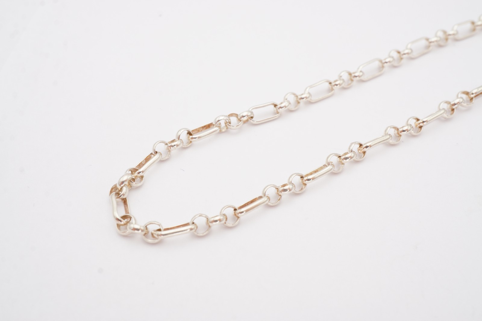 Sterling Silver 925 Oval Link Necklace 18.25″ Italy