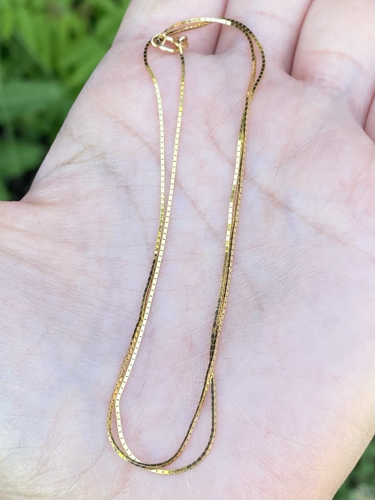 Solid 14k Yellow Gold Box Chain Necklace 1.63 Grams- 16 Inches