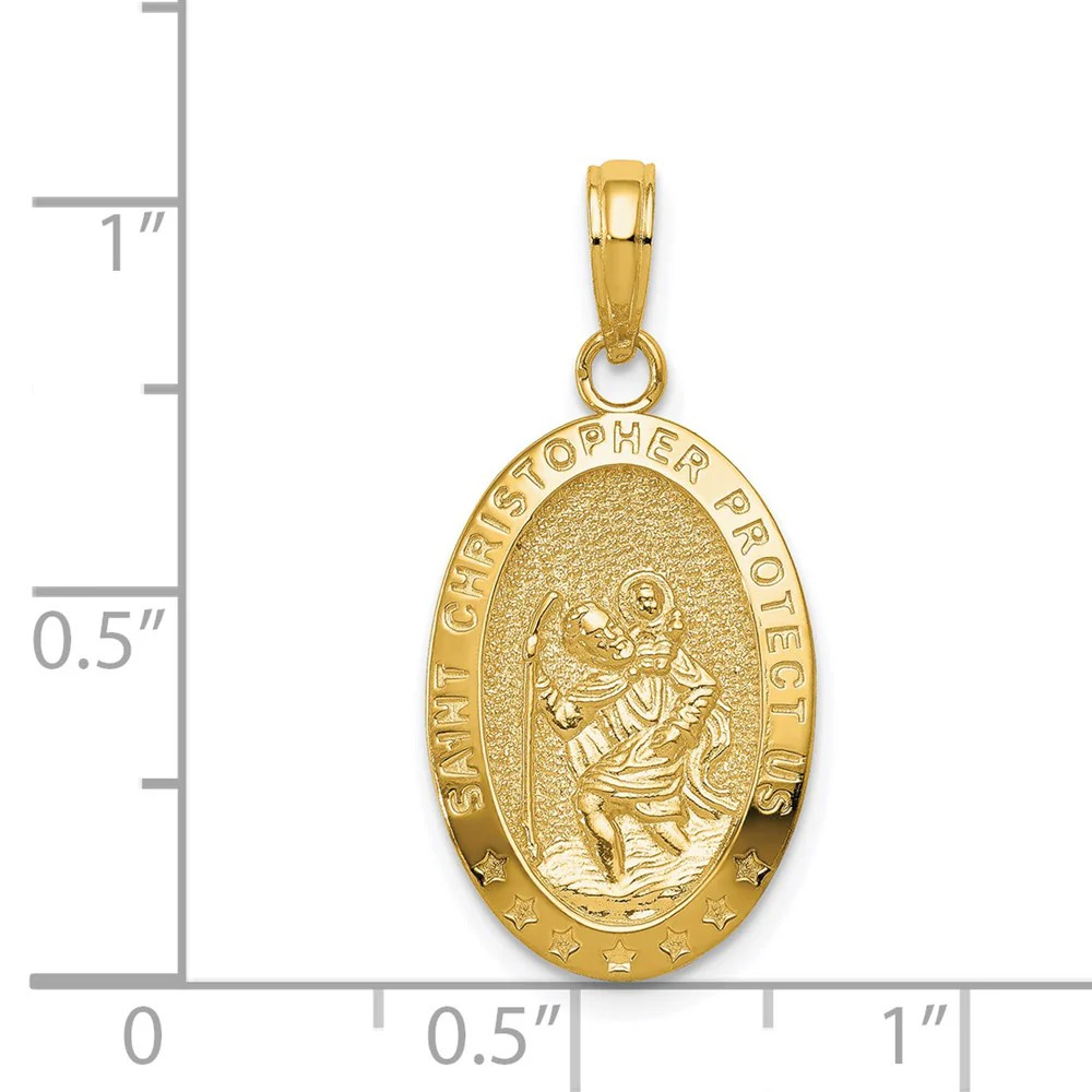 10K / 14K Yellow Gold Saint Christopher Medal Pendant