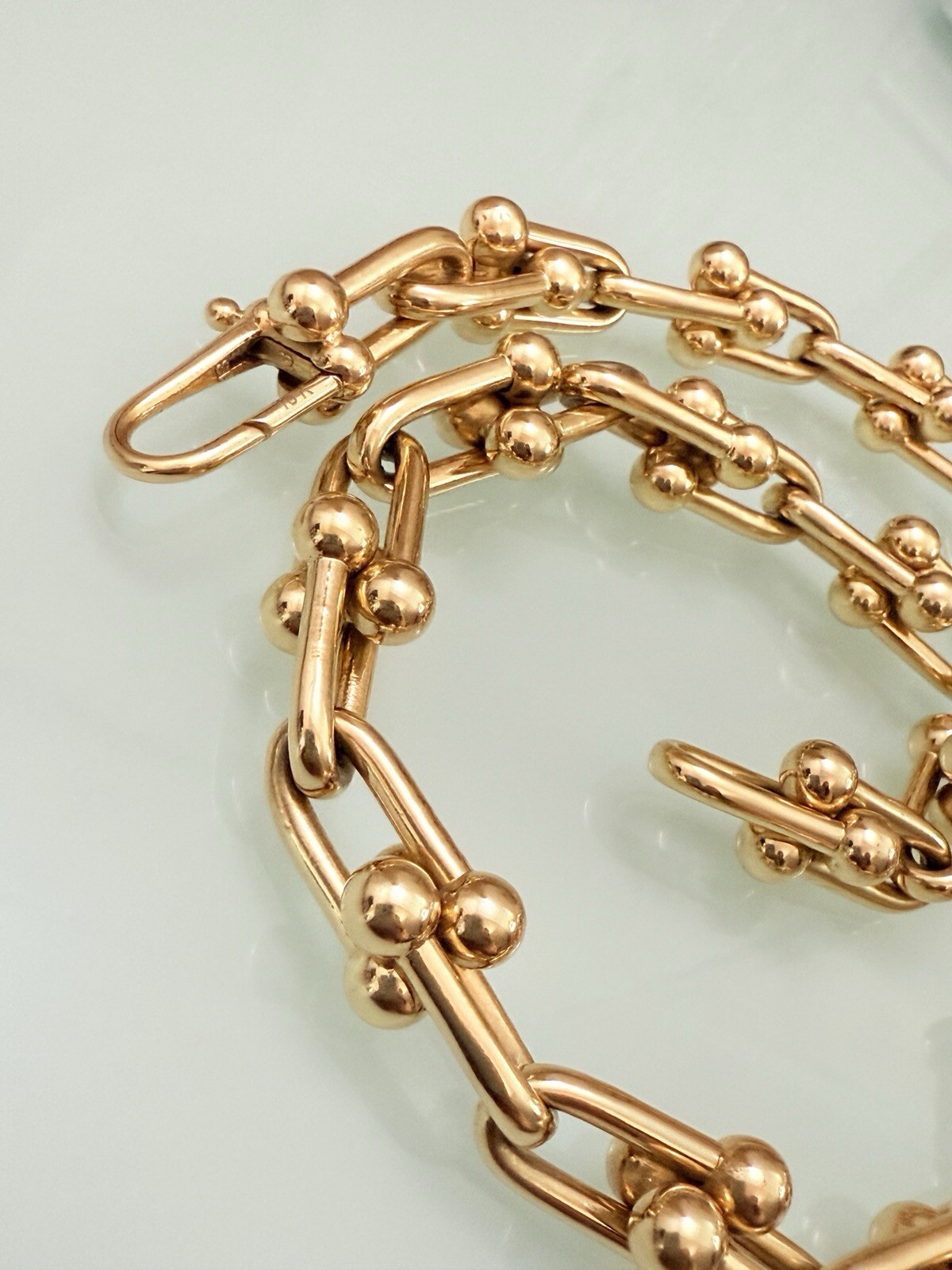 18K Pure Gold Large Horseshoe Chunky Link Chain Necklace Unisex USA