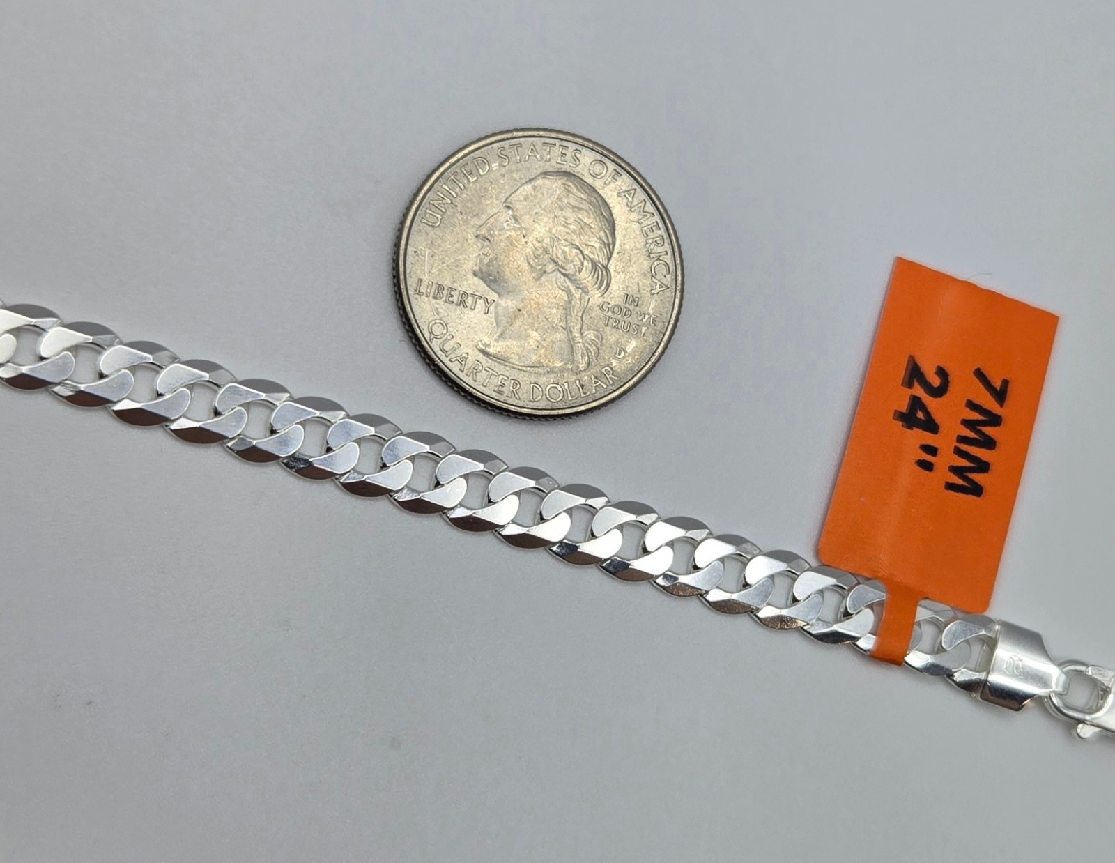 CUBAN CURB Chain Necklaces, 925 Sterling Silver, Italy Handmade, 6mm-7mm