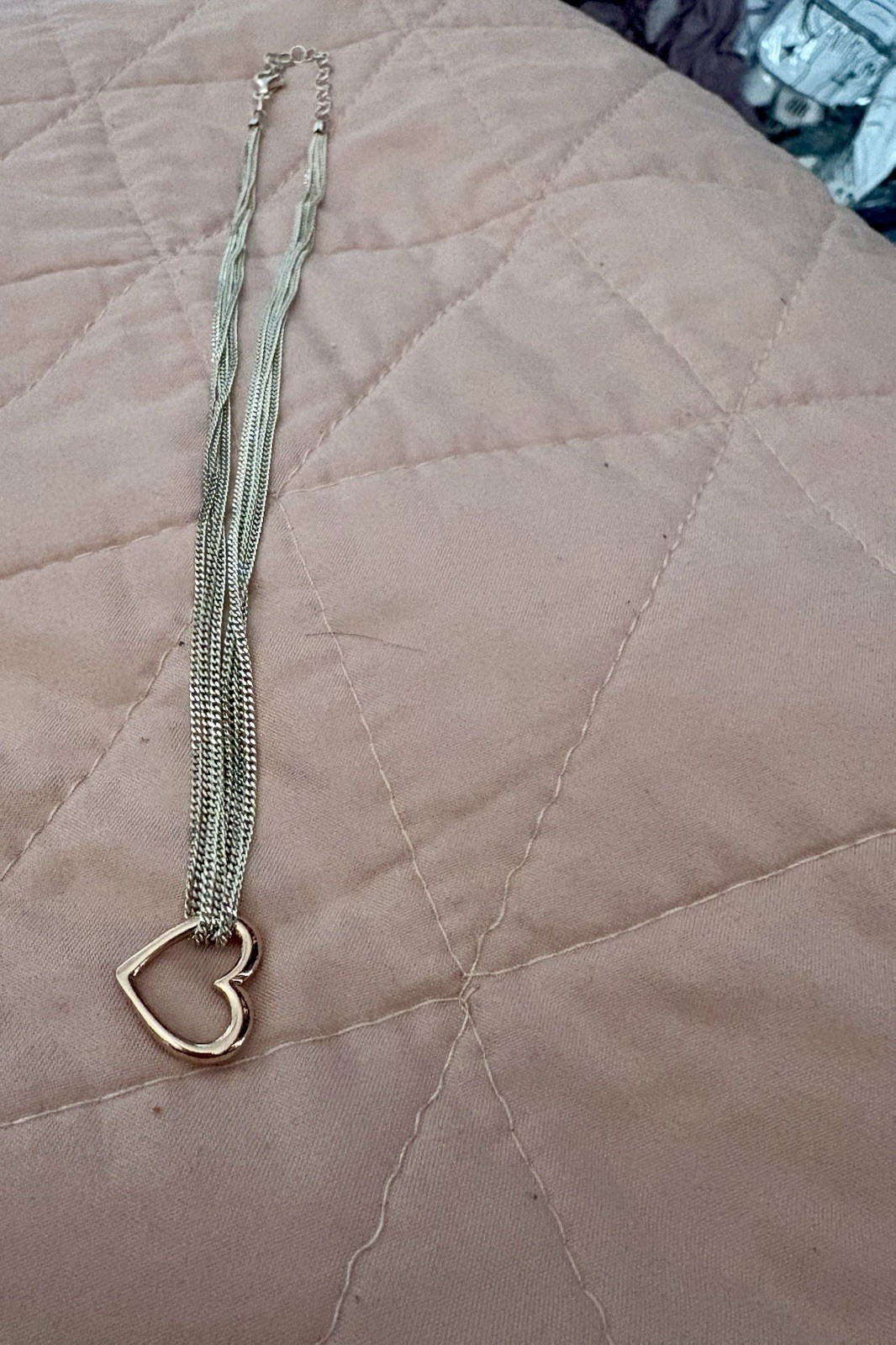 Heart necklace Sterling Silver Multi-chain W/ Rose gold 18”- Valentines gift