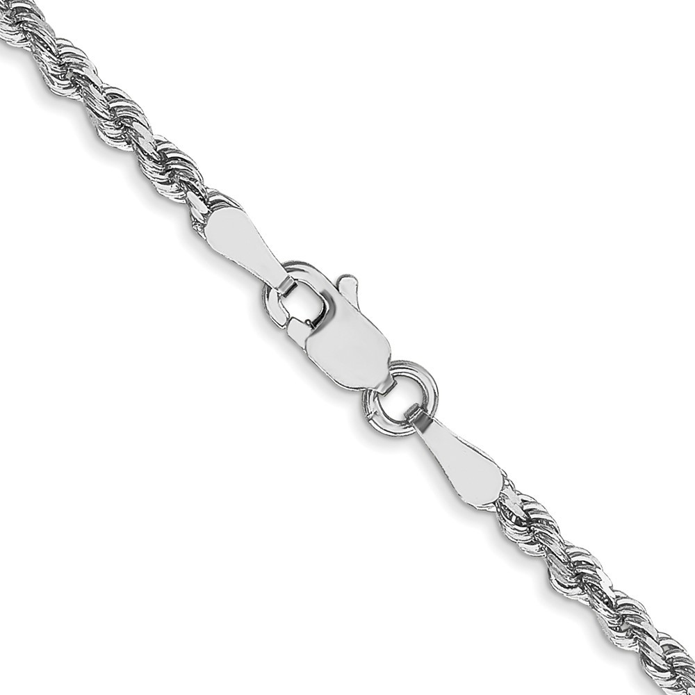 10k White Gold 2.25mm Diamond-cut Rope Chain Necklace 22″ 9.1gm