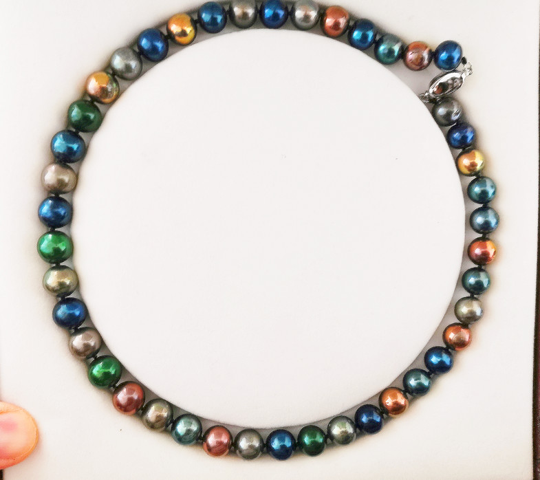 17″10-12mm south sea Tahitian genuine black peacock green multic pearl necklace
