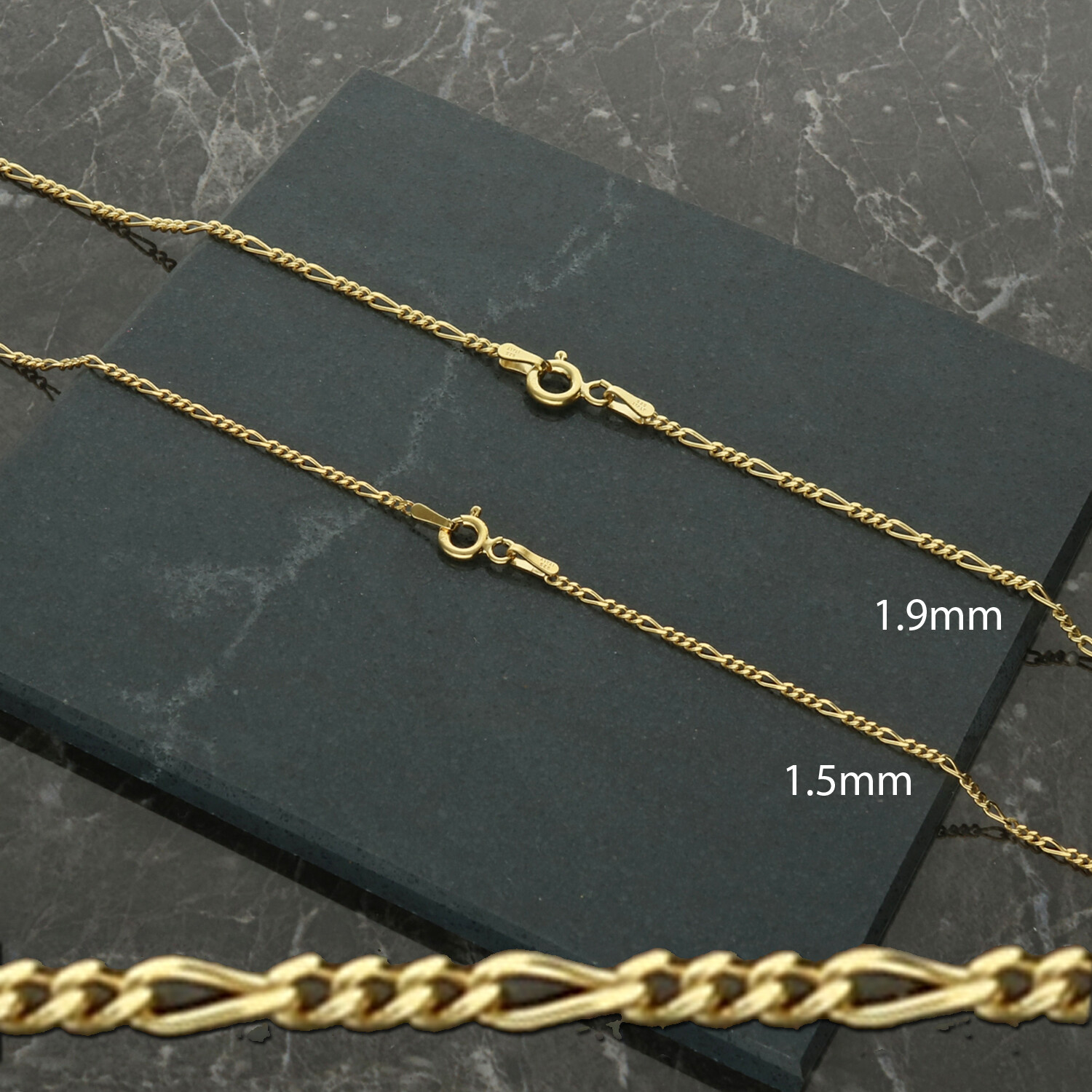9ct Gold Plated 16 18 20 22 24 26 28 30″ Inch Figaro Link Chain Necklace Gift