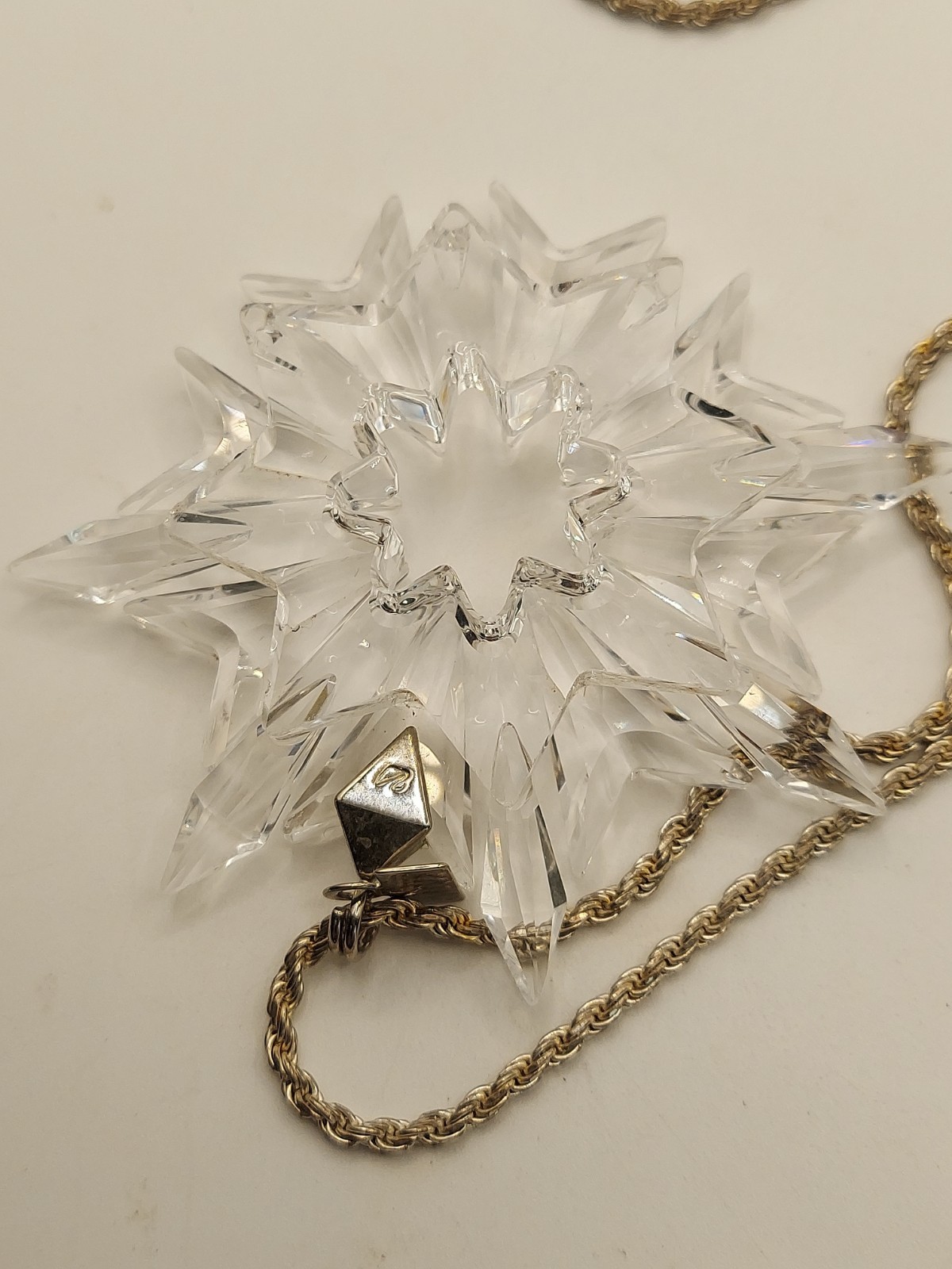 Swarovski Crystal Snowflake Star Pendant 925 Italy Rope Chain 28” 2003