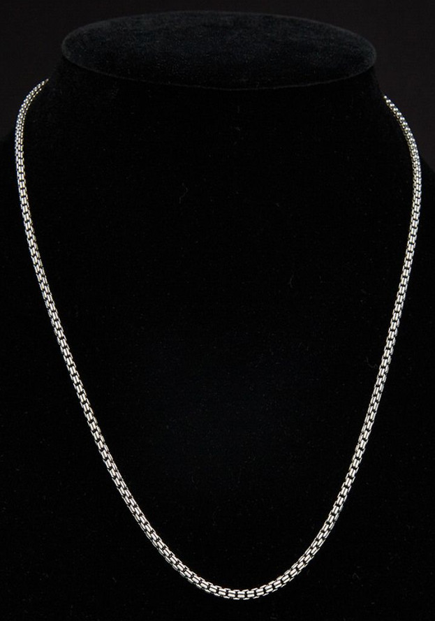 Italian .925 Sterling Silver Thin Venetian Round Box Chain Necklace 18” 45 cm